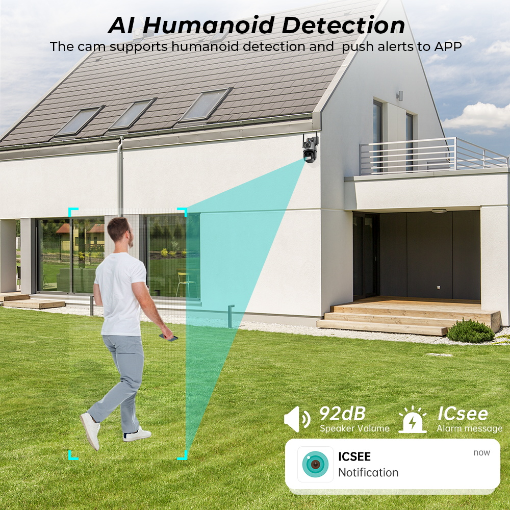 Cámara De Seguridad Ptz Doble Lente Alarma Inteligente Wifi