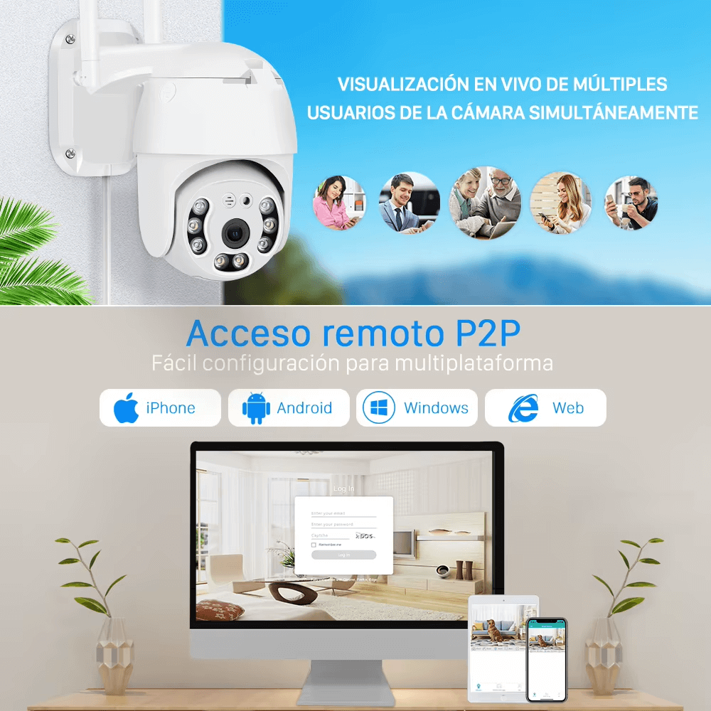 Camara Ip De Seguridad Exterior 1080 Domo 360 Ptz Land Wifi