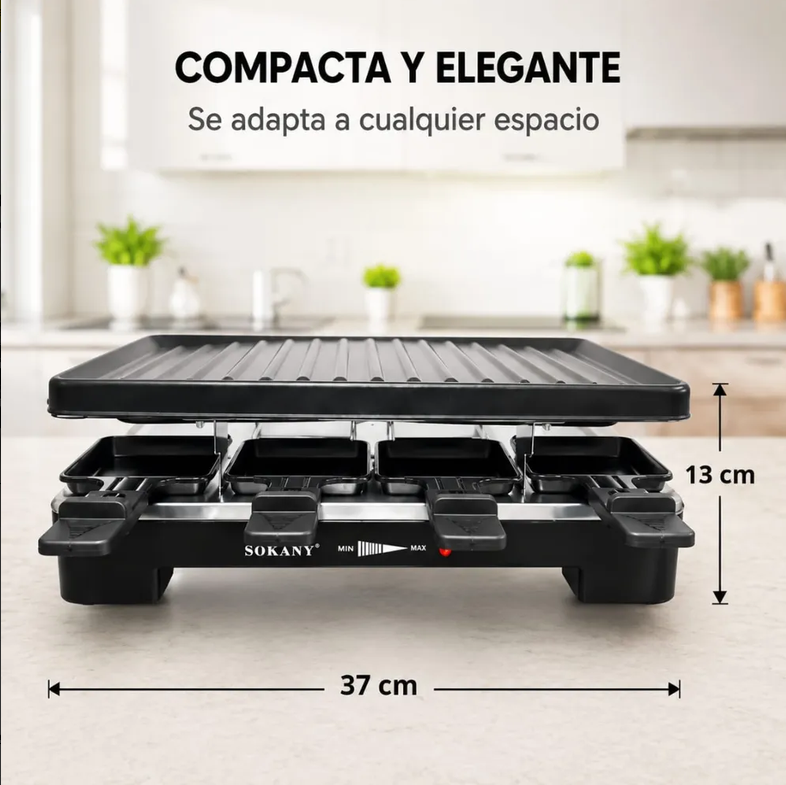 Plancha Eléctrica Sokany Multifuncional Parrilla 8 Puestos