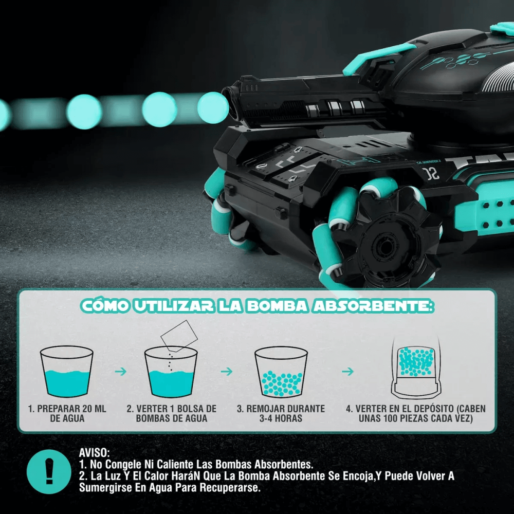 Carro Tanque De Juguete 4wd Doble Control Rc Orbeez Hidrogel