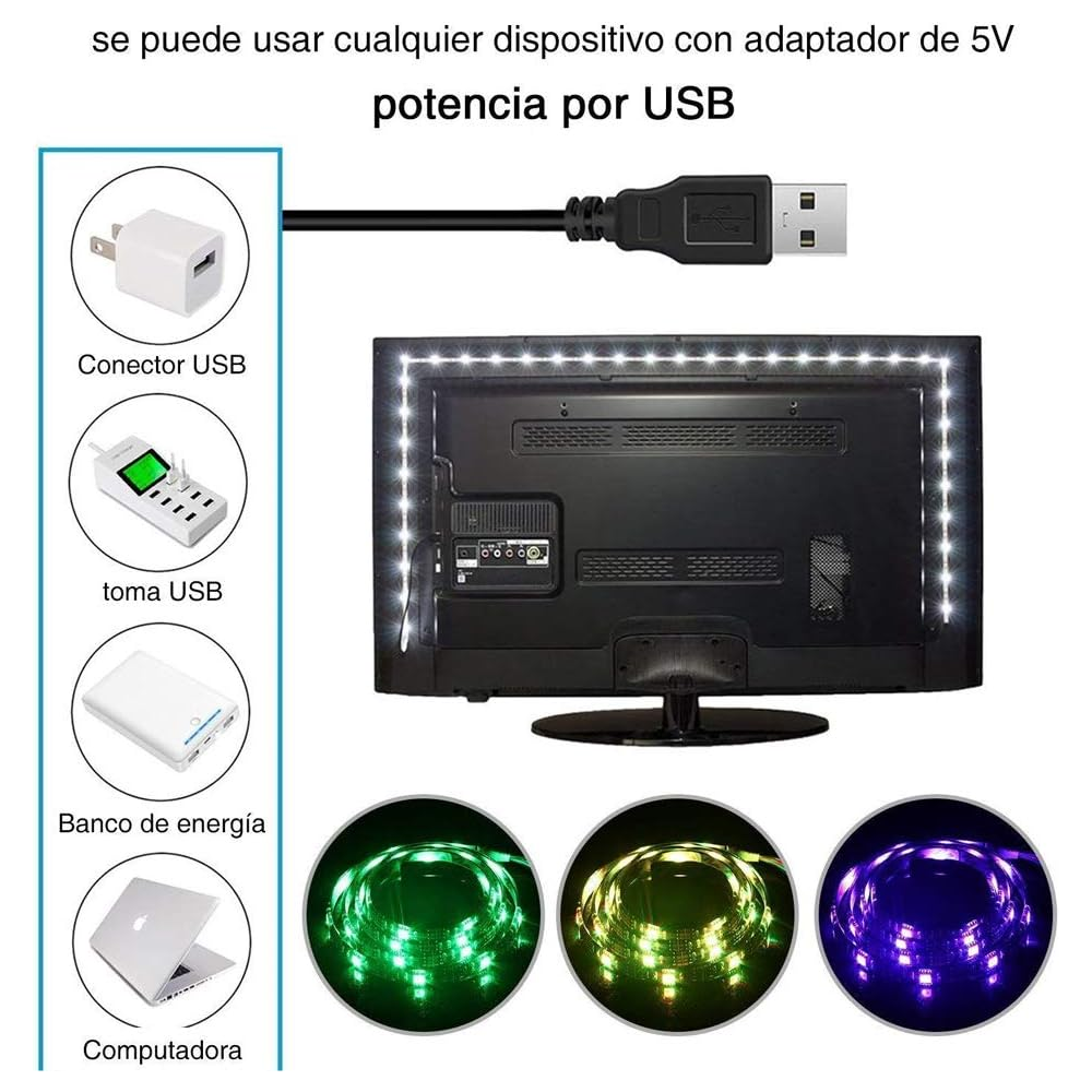 Cinta De Luz Led RGB 5metros App Bluetooth Modo Musica USB