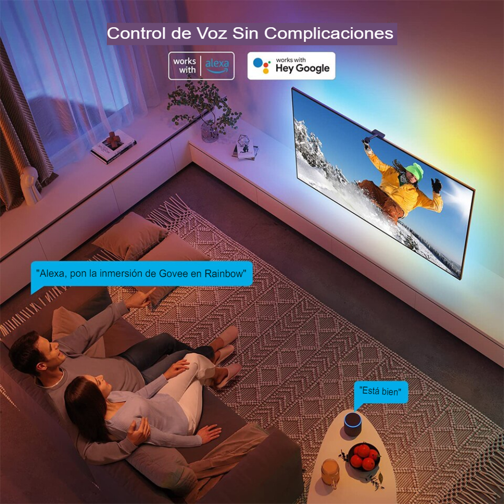 Cinta De Luces LED RGB Inmersión Wifi Para TV App Tuya Alexa