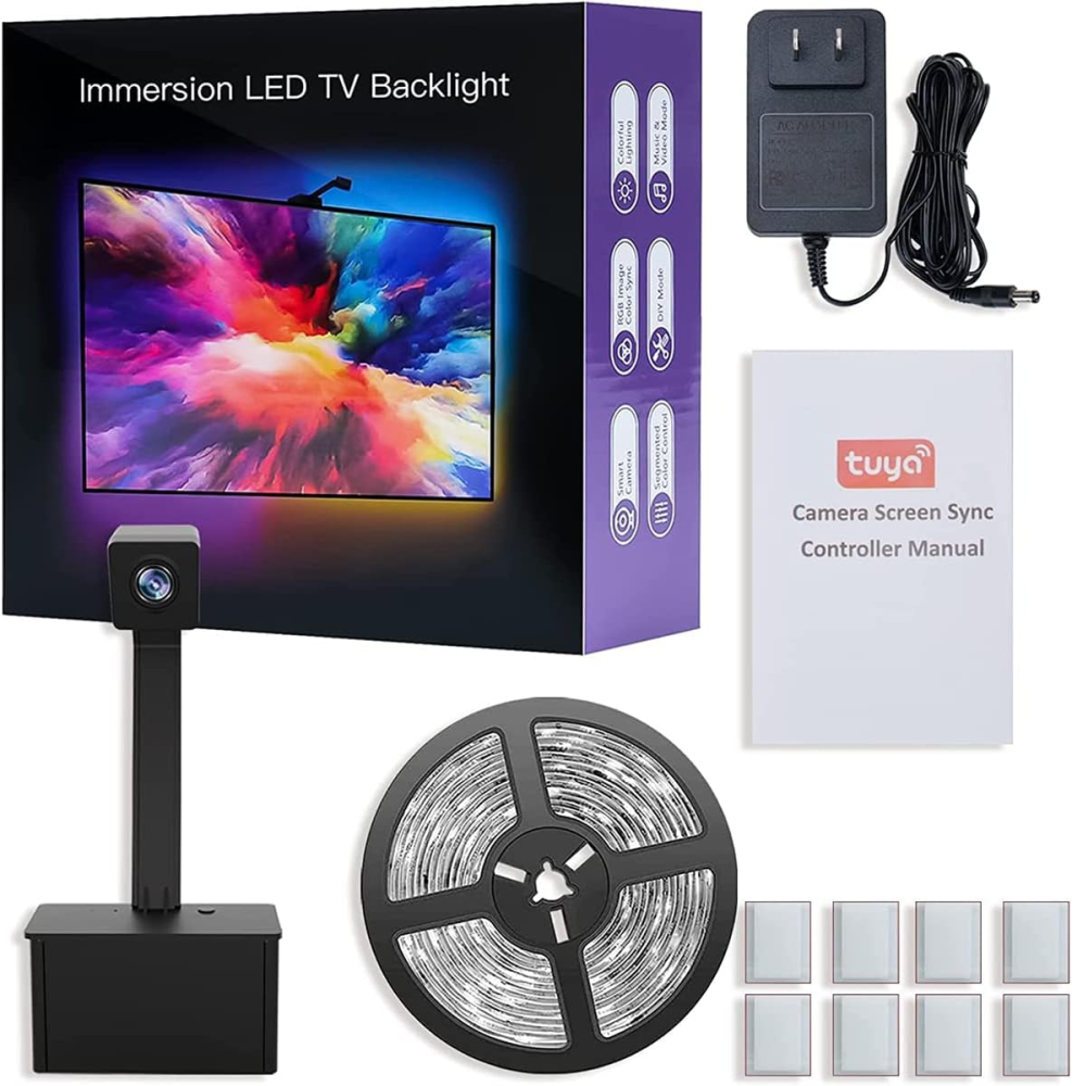 Cinta De Luces LED RGB Inmersión Wifi Para TV App Tuya Alexa