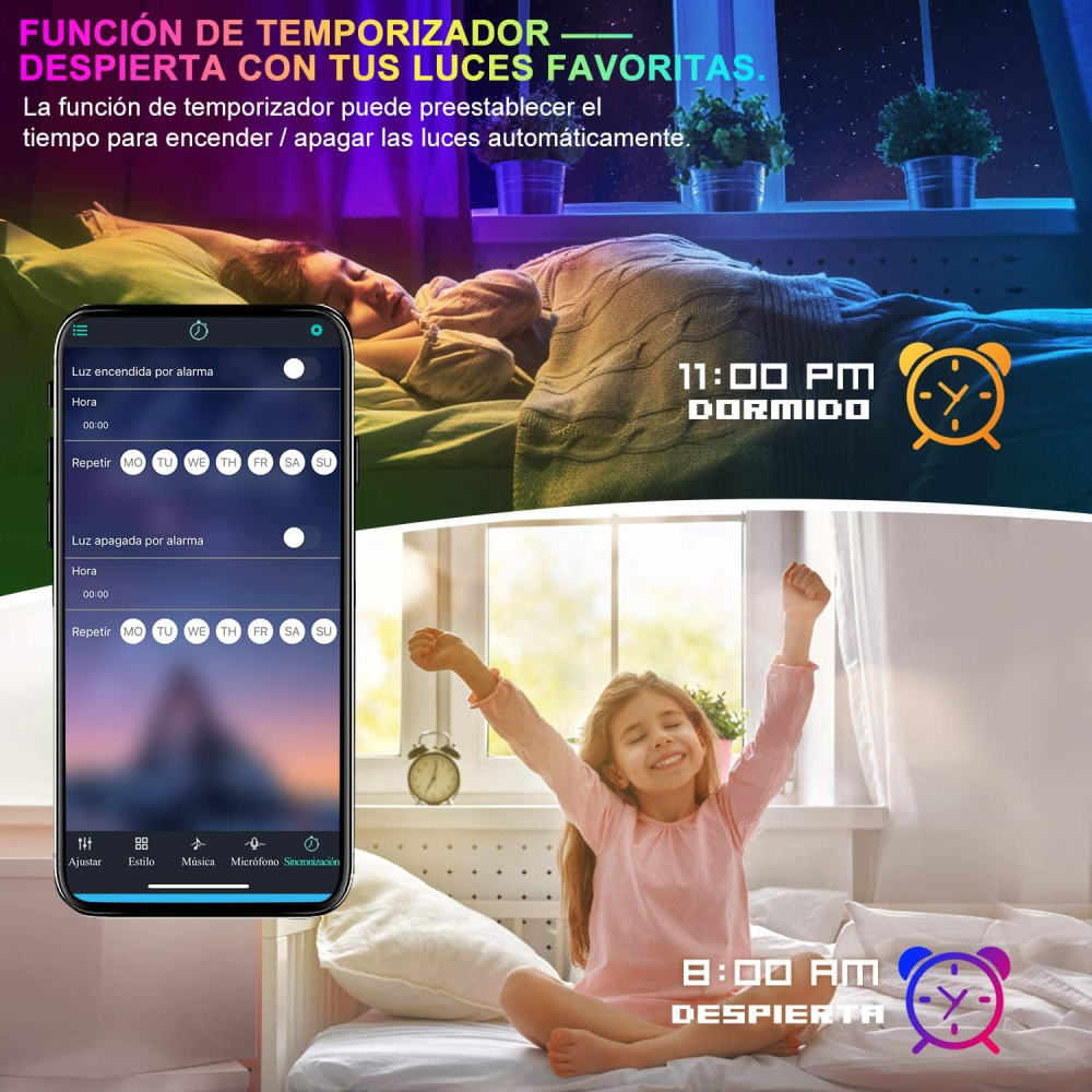 Cinta Led RGB 5M App Bluetooth Control Remoto Adaptador 12V