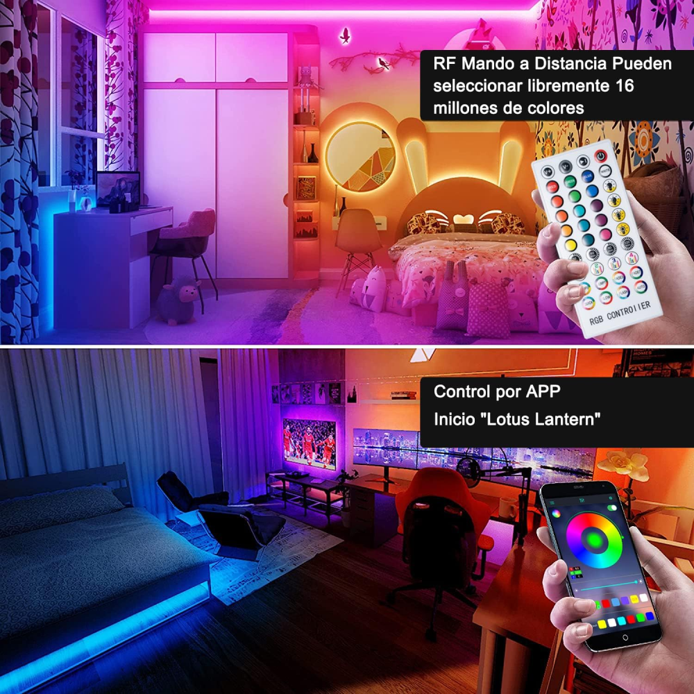 Cinta Led RGB 5M App Bluetooth Control Remoto Adaptador 12V