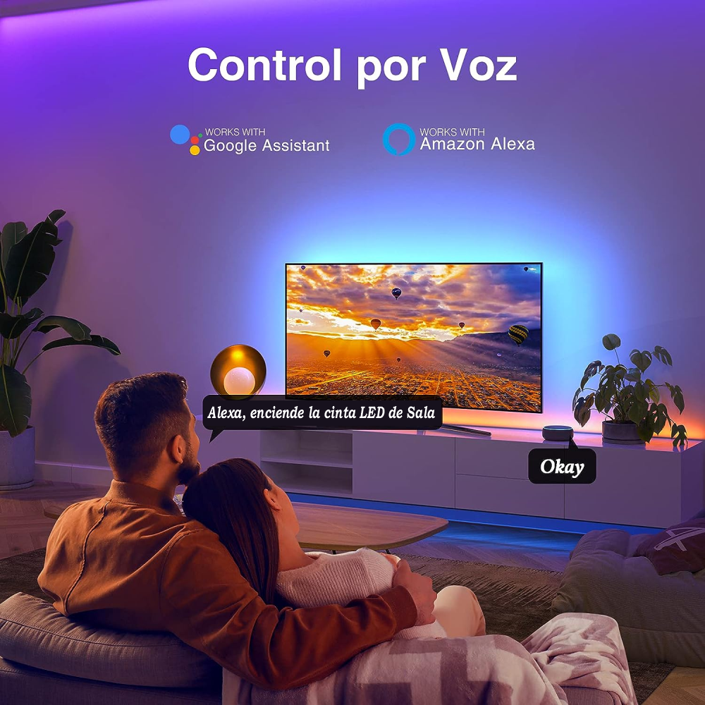Cinta LED RGB Wifi Control Por Voz App Tuya Alexa Google