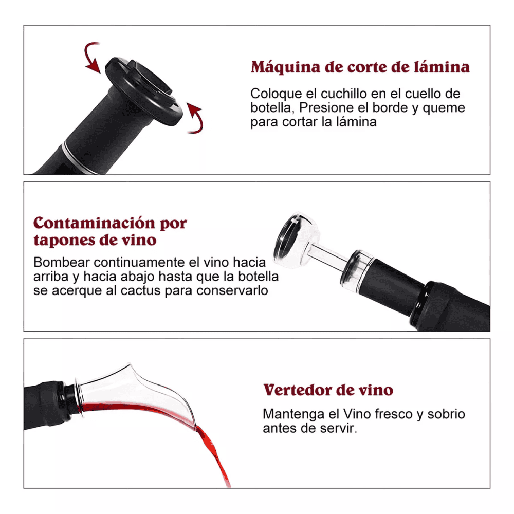 2 En 1 Sacacorchos Eléctrico Vinos Destapador Acero Imantado