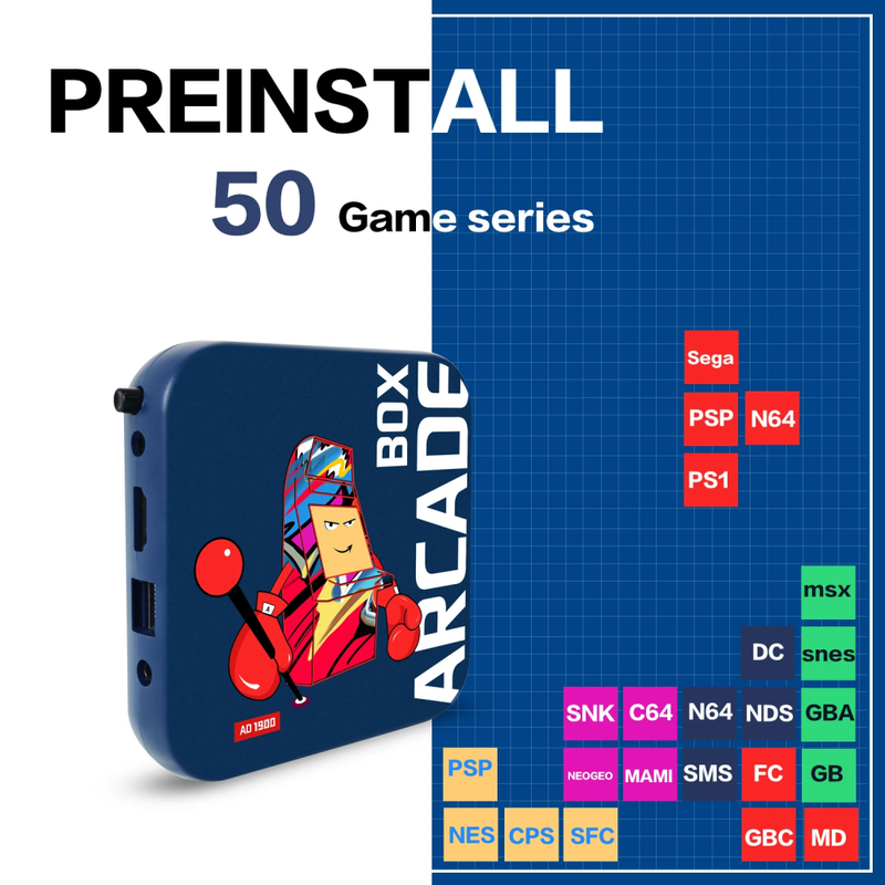 Consola Arcade BOX AD 1900 Retro Pantalla 4K HD en TV, 33000 juegos