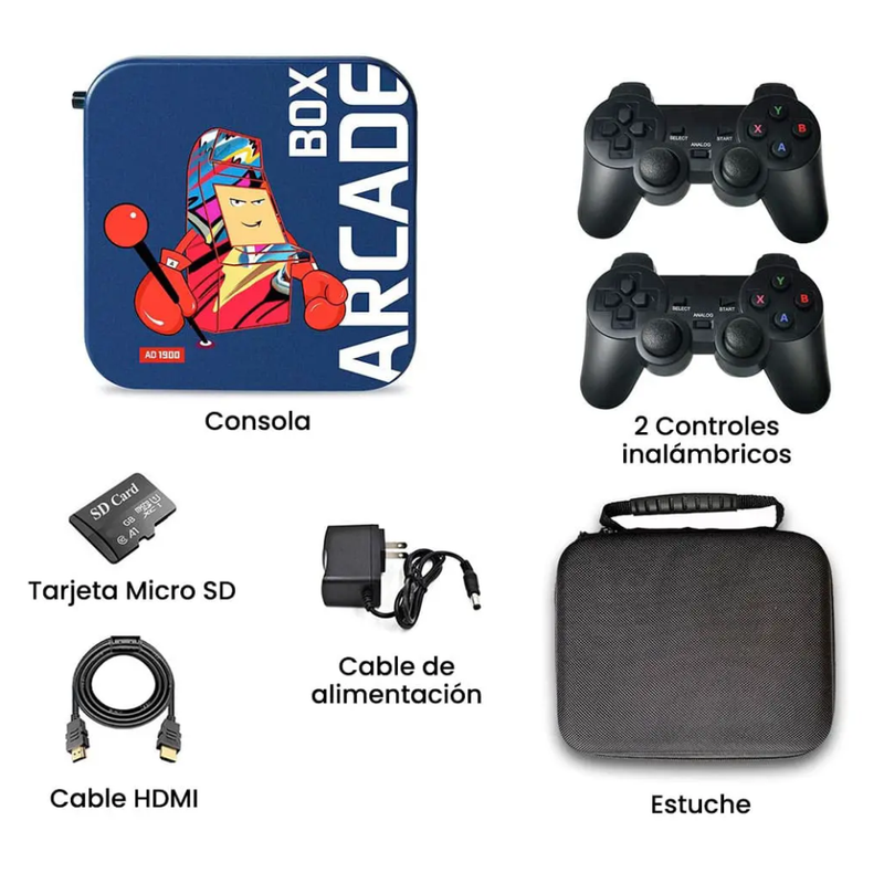 Consola Arcade BOX AD 1900 Retro Pantalla 4K HD en TV, 33000 juegos