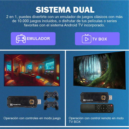 Emulador de Juegos y Android TV 2 en 1 GAME BOX 8K Inalambrico