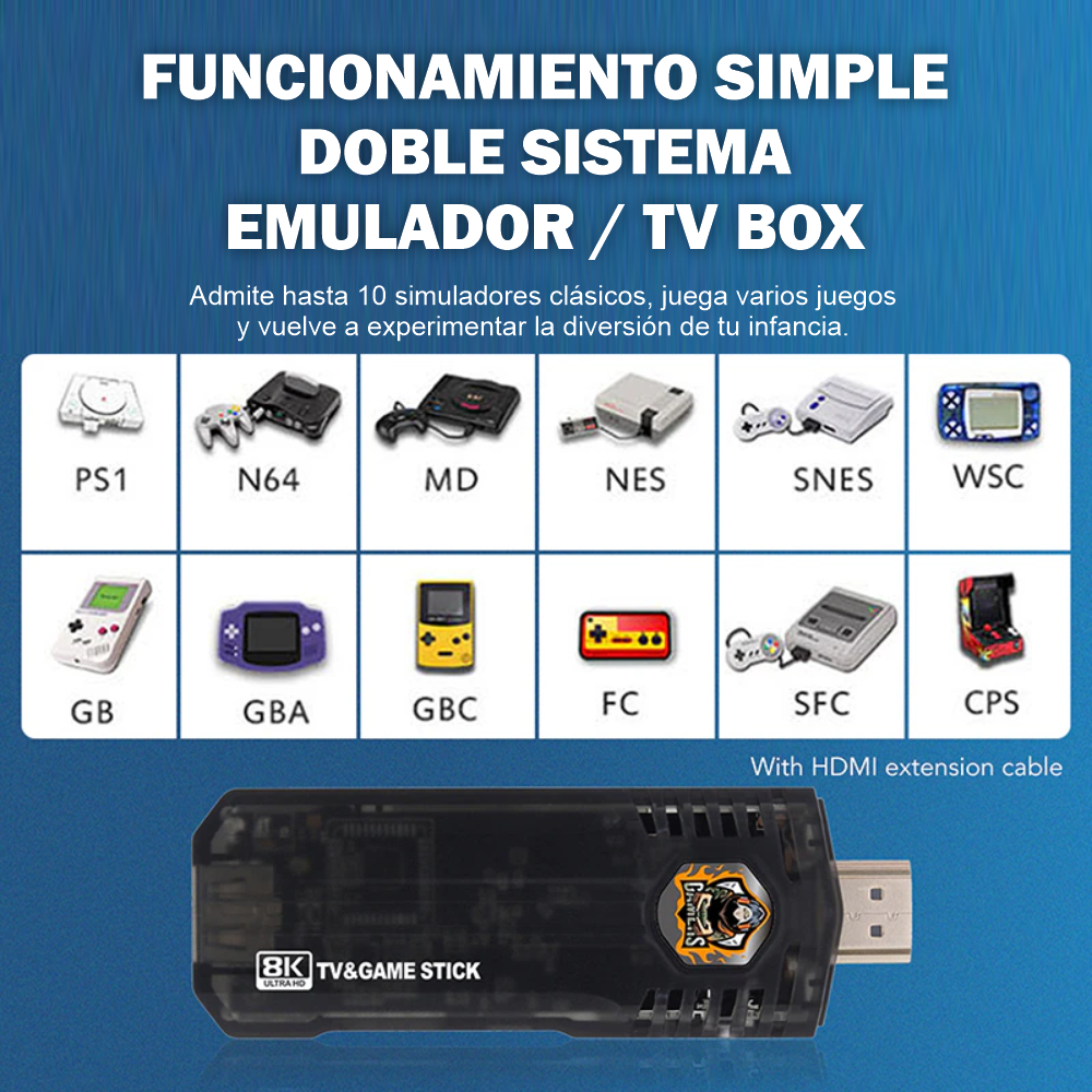Emulador de Juegos y Android TV 2 en 1 GAME BOX 8K Inalambrico