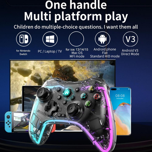 Control Inalambrico Gamepad Transparente RGB Joystick LH-3