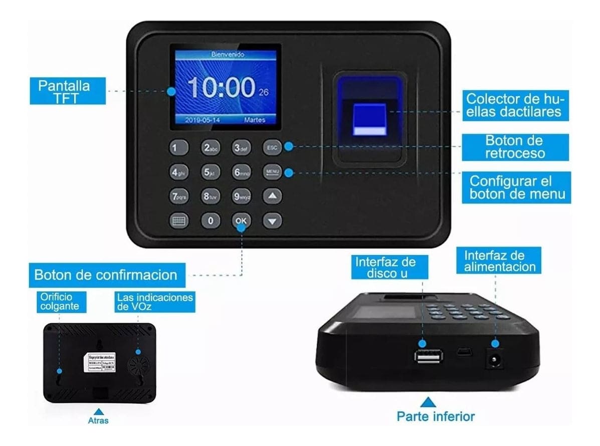 Reloj Checador Huella Biométrico Máquina De Asistencia