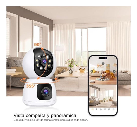 Cámara De Seguridad Doble Lente Ip Wifi Interior App Icsee Q10