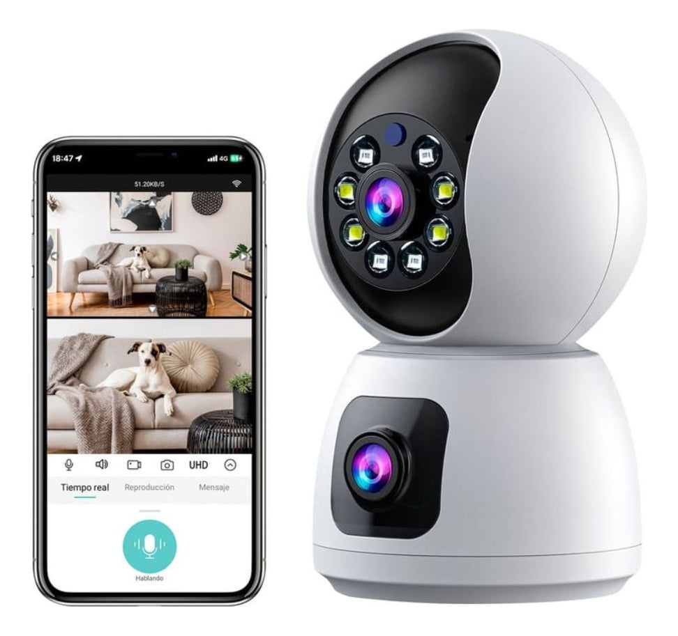 Cámara De Seguridad Doble Lente Ip Wifi Interior App Icsee Q10
