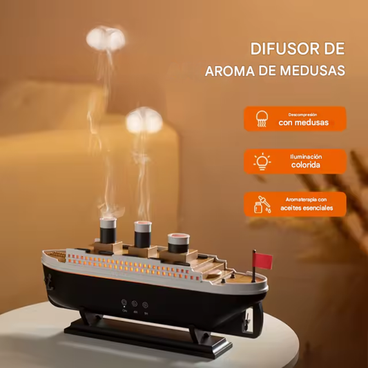 Humidificador Barco Titanic Difusor Aromas Luces Led 250ml Negro