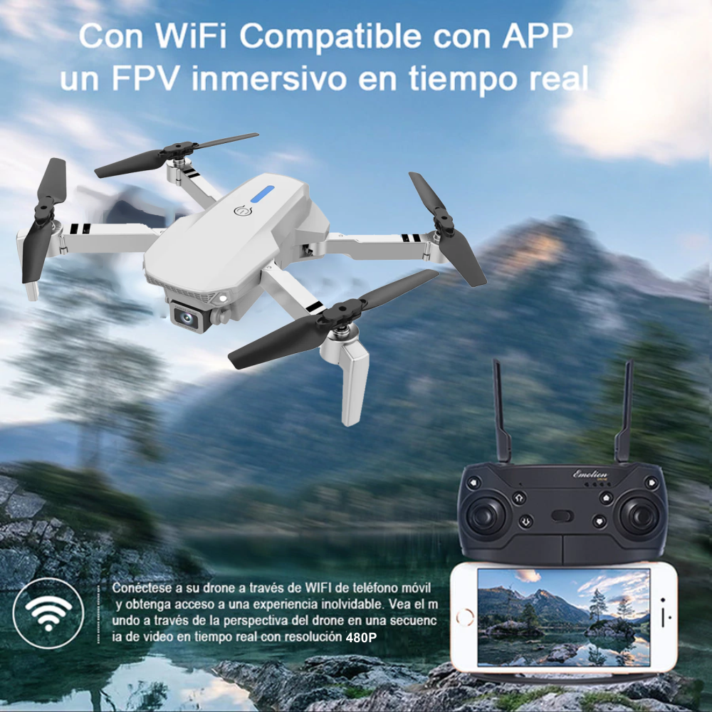 Drone Plegable Con Cámara Wifi 2.4g Fpv Control Altura E88 PRO