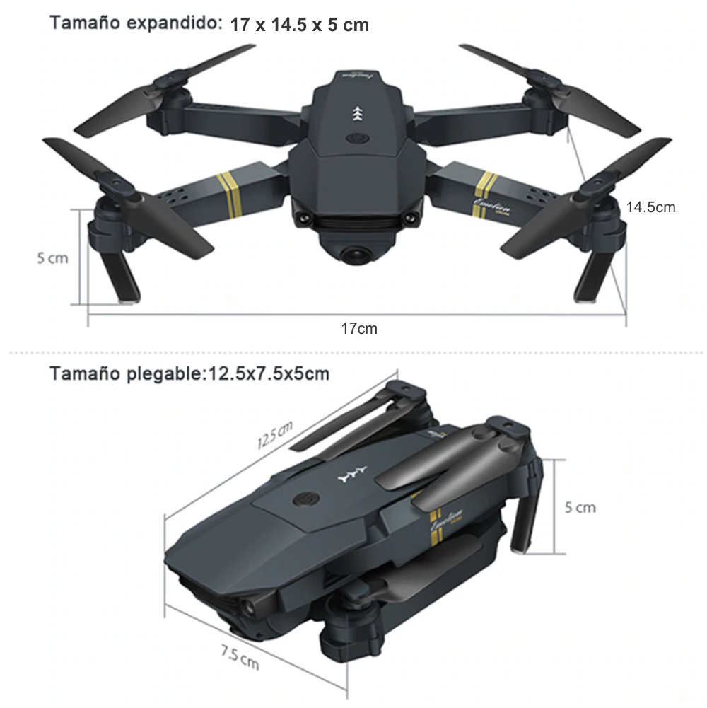 Drone Plegable Con Cámara Wifi 2.4g Fpv Doble Batería 998w