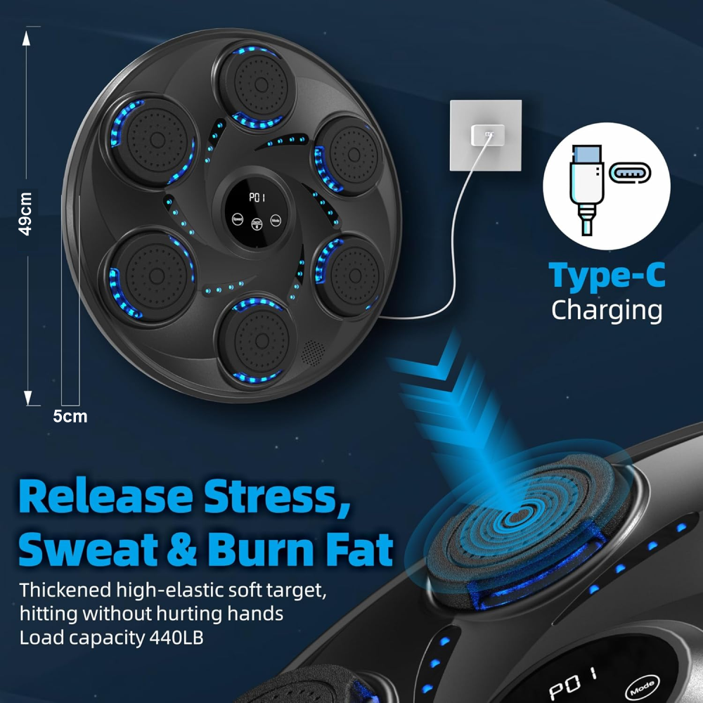 Entrenador De Boxeo Inteligente Bluetooth 49cm Grande 9 Modo