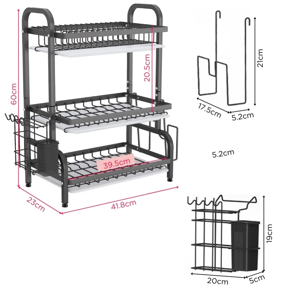 Escurridor De Platos 3 Niveles Organizador Estante De Cocina