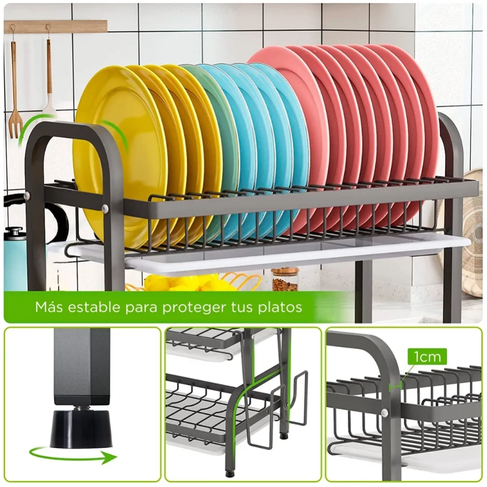 Escurridor De Platos 3 Niveles Organizador Estante De Cocina