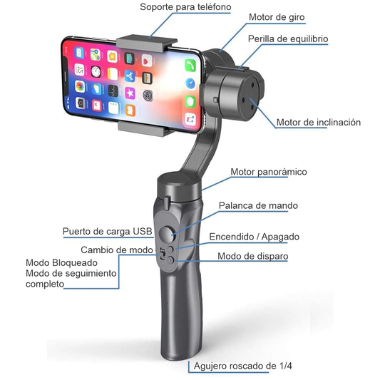 Estabilizador De Celular Handheld Gimbal H4 3 Ejes App