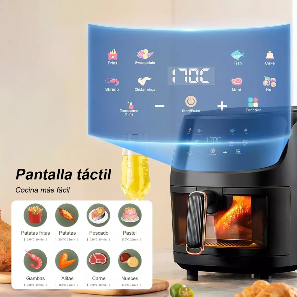 Freidora De Aire 10litros Xhome 2400w Pantalla Táctil Digital