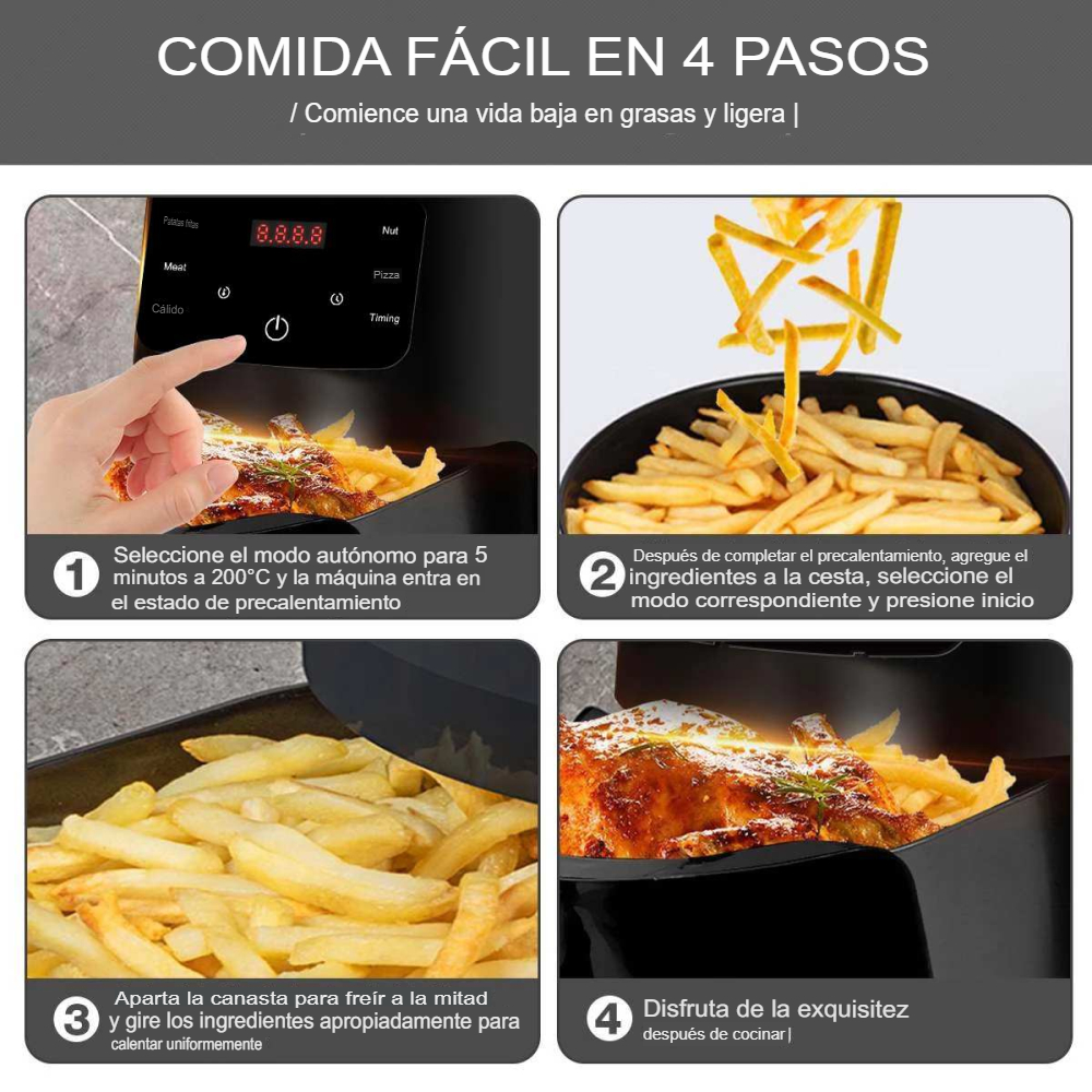 Freidora De Aire Digital Pantalla Led Táctil 6 Litros 2400w