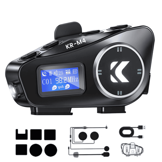 Intercomunicador Para Moto Bluetooth LCD FM KR-M4 Combo X2