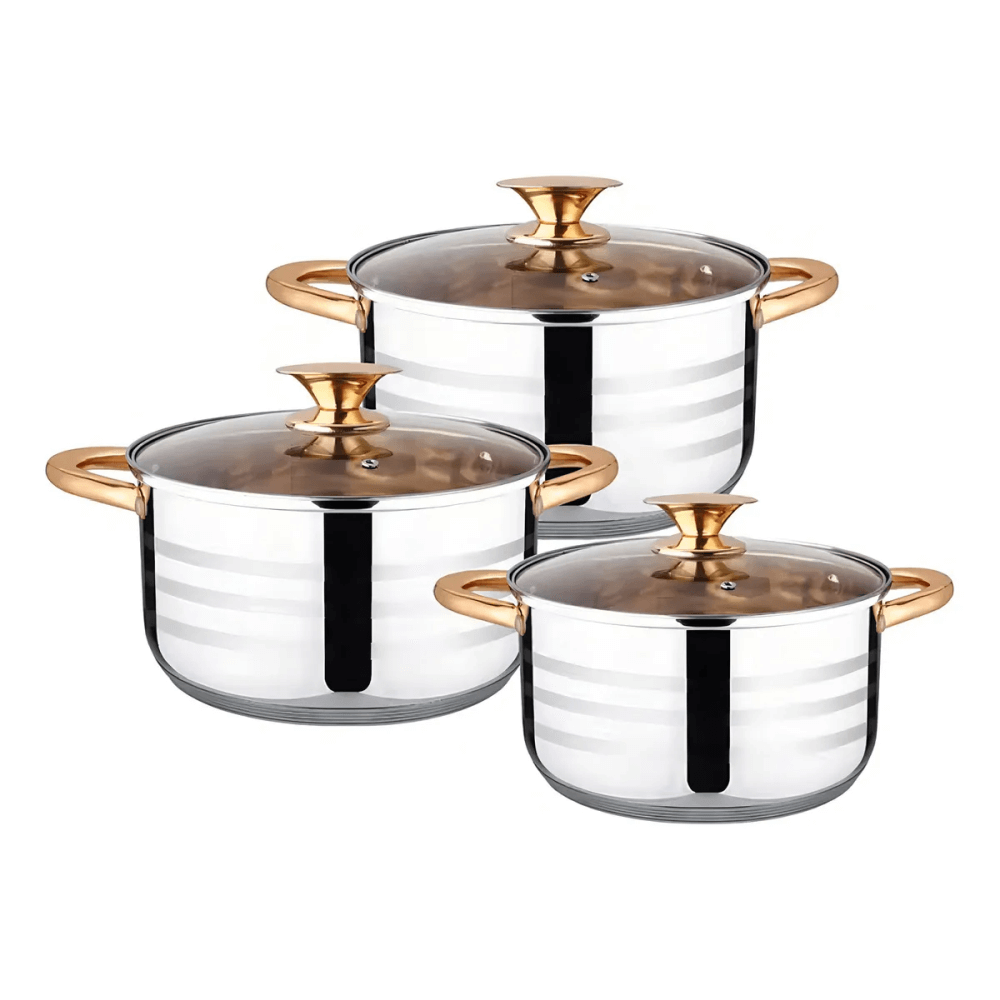 Juego De Ollas Acero Quirurgico Duo Le Bao 6pcs Tapa Vidrio