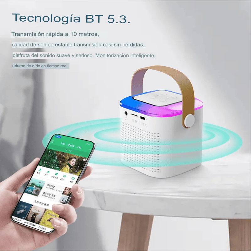 Kit Parlante Y Micrófono Karaoke Para Niños Bluetooth Rgb Y1
