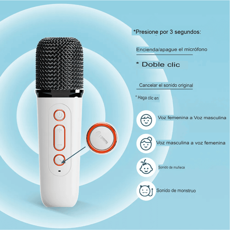 Kit Parlante Y Micrófono Karaoke Para Niños Bluetooth Rgb Y1