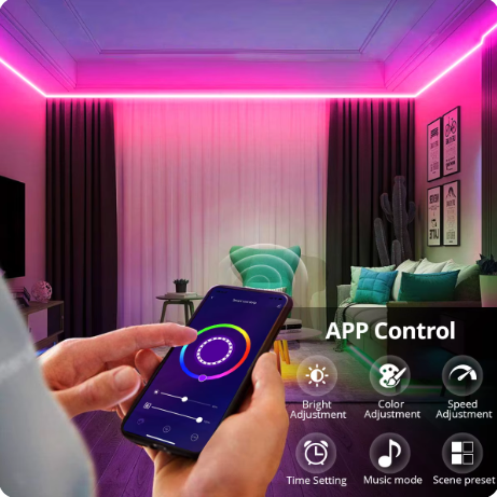 Cinta Led Neon Rgb 5 Metros Bluetooth 12v Alexa Google Home