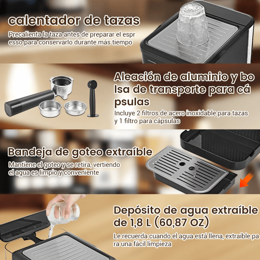 Cafetera Espresso Máquina Café Capuchino 1.8l 20 Bares 850w + Espumador