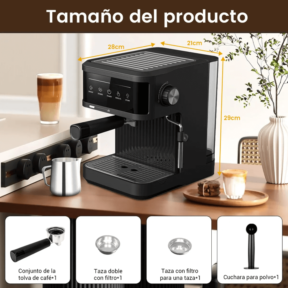 Cafetera Espresso Máquina Café Capuchino 1.8l 20 Bares 850w + Espumador