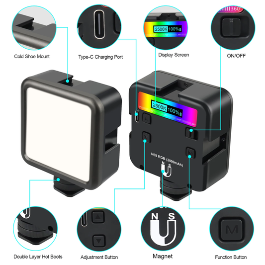 Mini Lampara Led Rgb Portátil Iluminación De Video Live N69