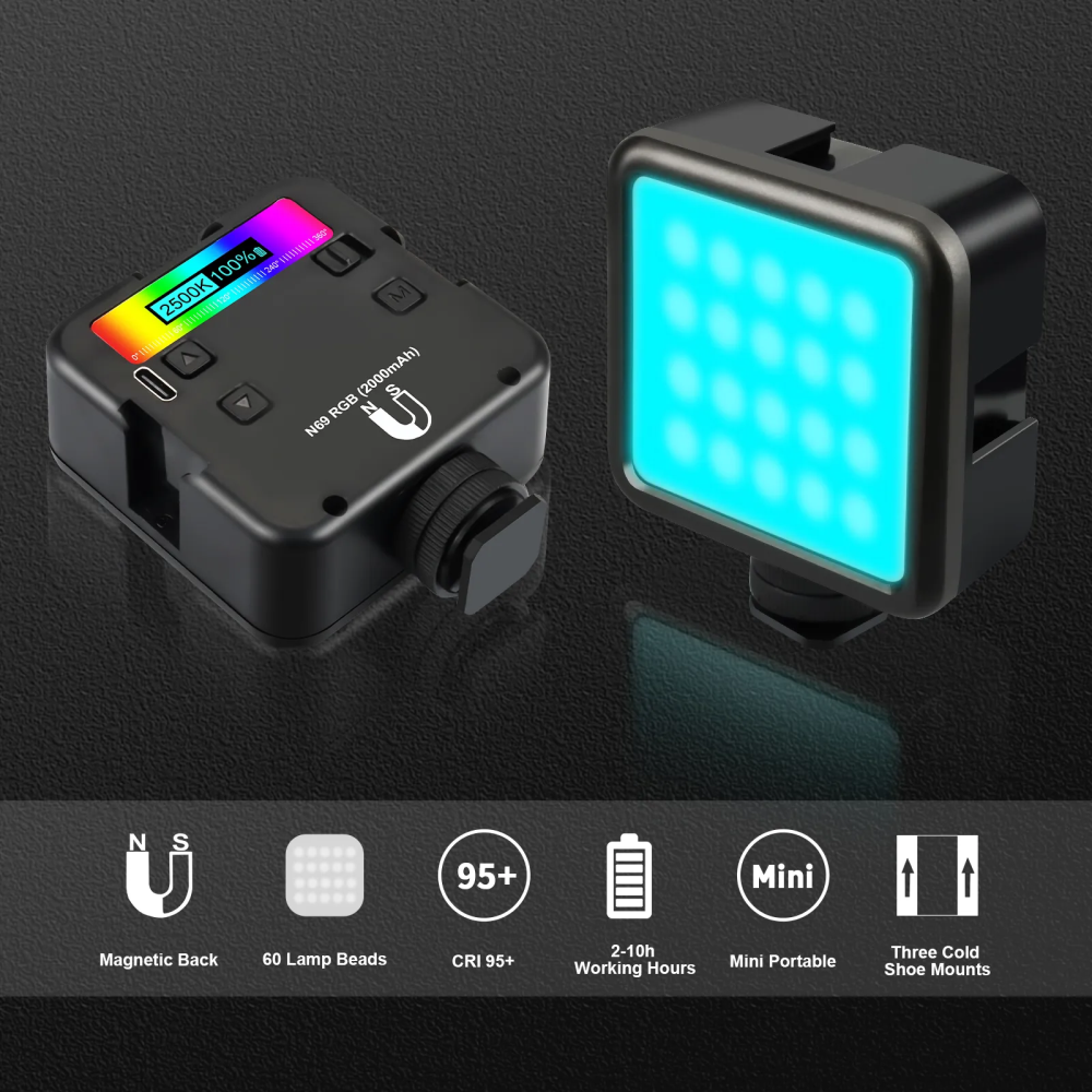 Mini Lampara Led Rgb Portátil Iluminación De Video Live N69