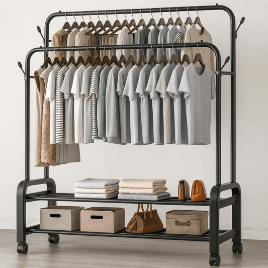 Estante Perchero Zapatero Doble Alta Resistencia 60kg Ruedas