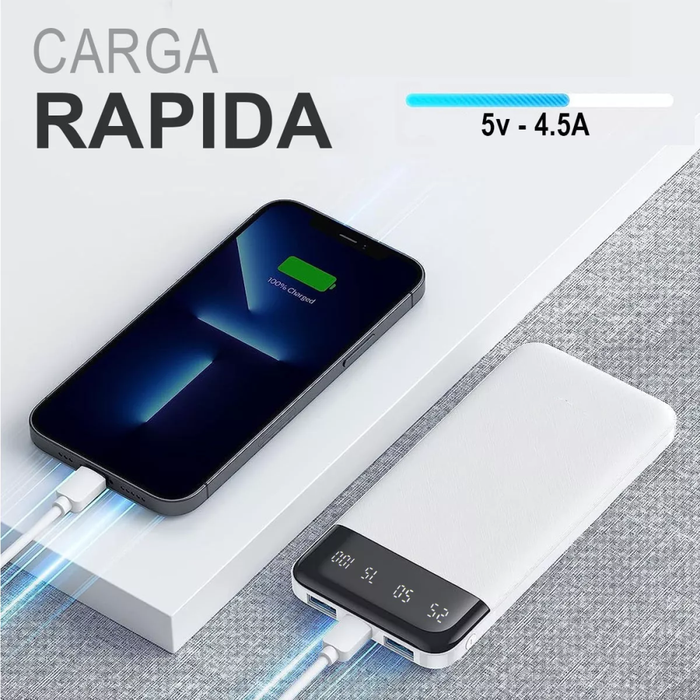 Power Bank 10000mah Batería Externa Carga Rápida 4 Puertos