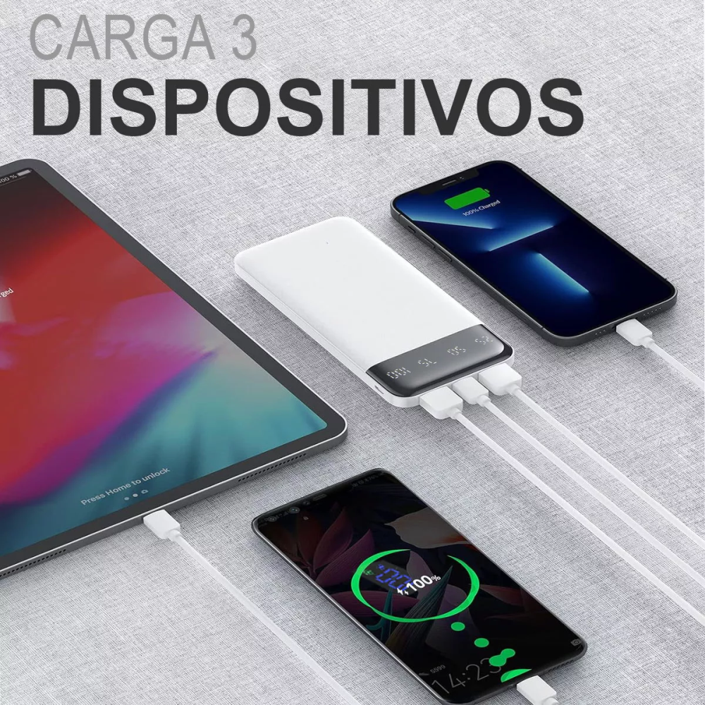 Power Bank 10000mah Batería Externa Carga Rápida 4 Puertos