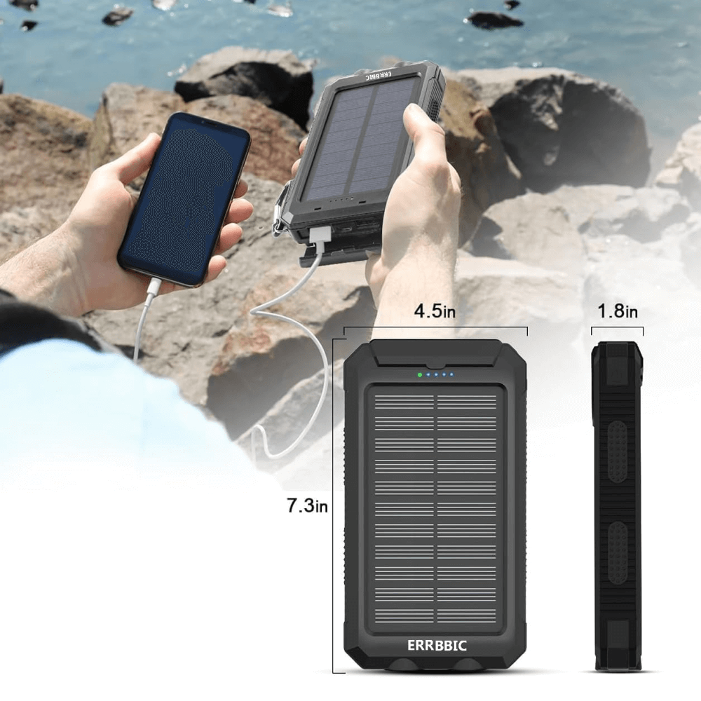 Power Bank Solar 20000mah Cargador Portátil Luz 2usb Brujula