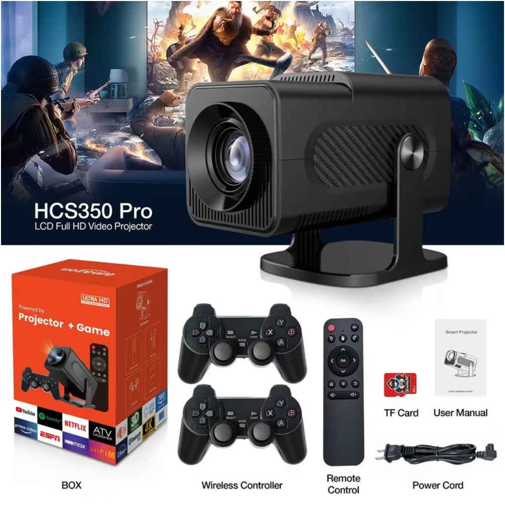 Proyector Portátil Hcs350 Pro Emulador Wifi Android 12 Bt5.0