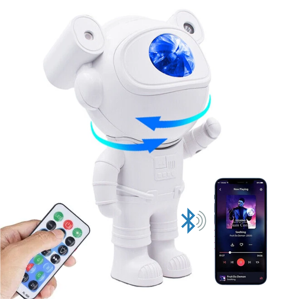 Proyector Luz Led Astronauta Nebulosa Para Niños Bluetooth