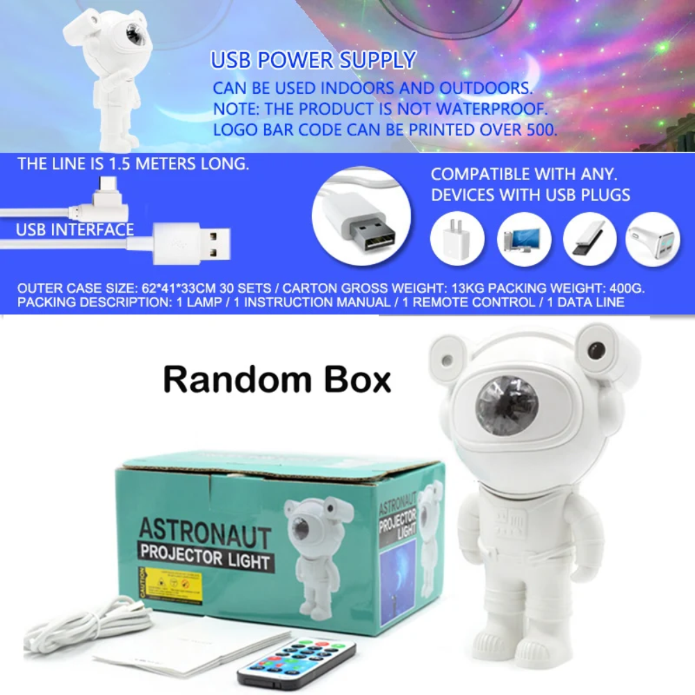 Proyector Luz Led Astronauta Nebulosa Para Niños Bluetooth