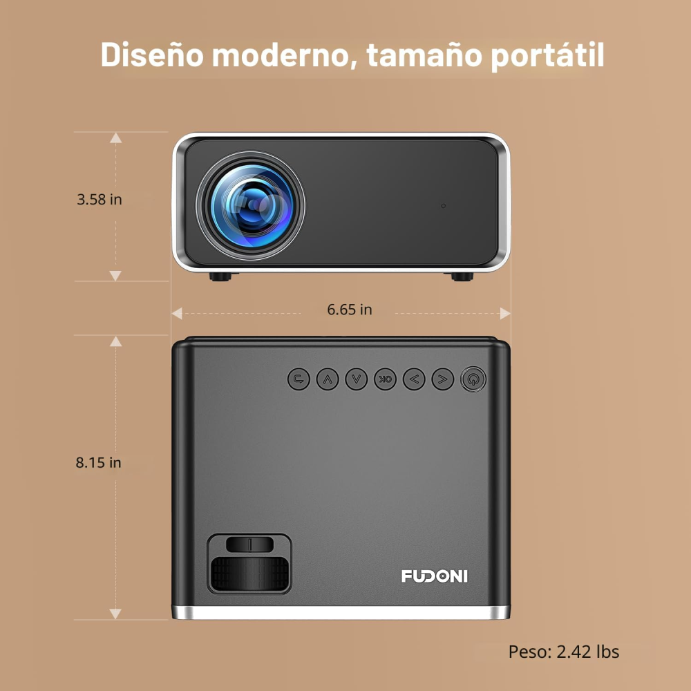 Video Beam Proyector Fudoni 12000lm 4k Wifi 5g Bt5 Hd 1080p