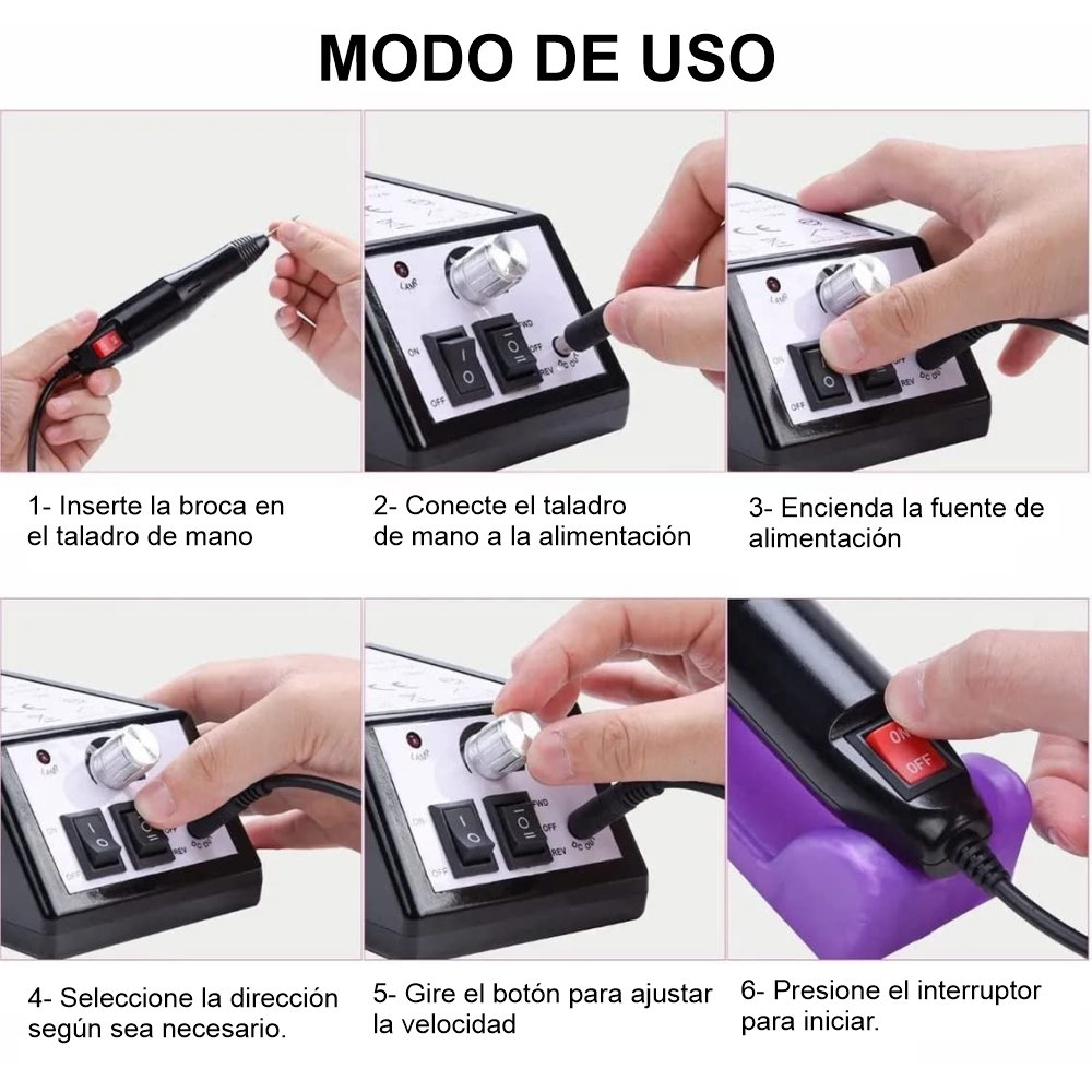 Taladro Pulidor De Uñas Eléctrico 20000 Rpm Mercedes 2000