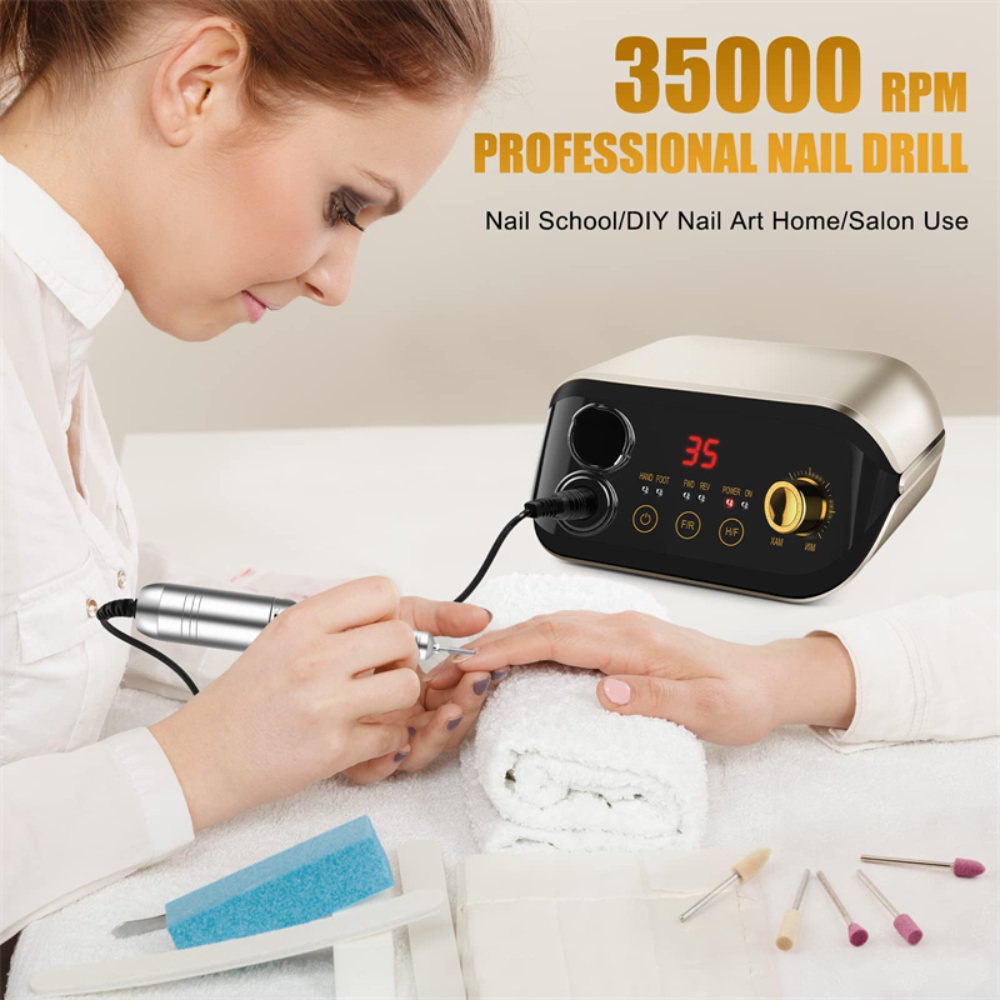 Taladro Pulidor De Uñas Profesional 35.000rpm Lcd Pedal M1