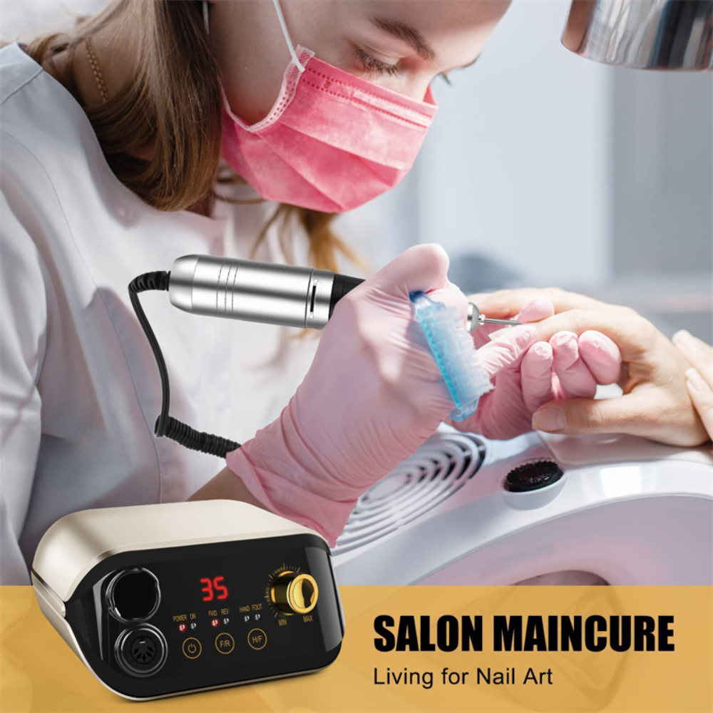 Taladro Pulidor De Uñas Profesional 35.000rpm Lcd Pedal M1
