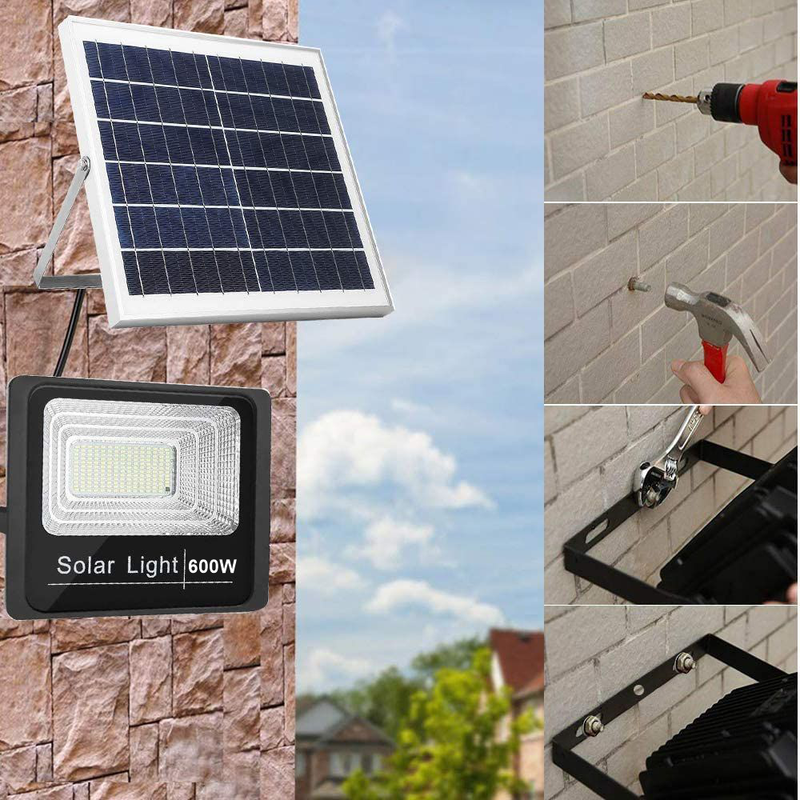 Reflector Solar 600w Lampara Led Luz Blanca Panel Solar 6v