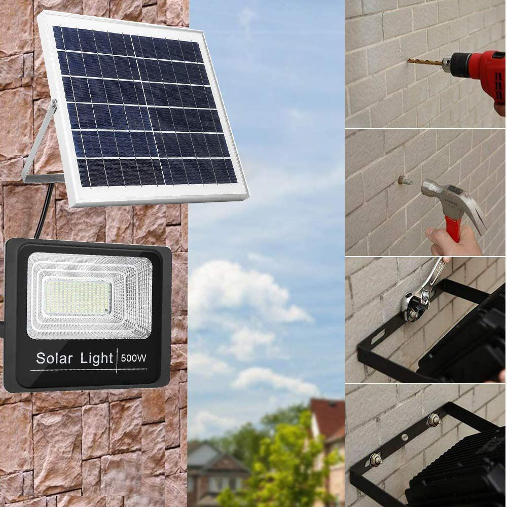 Reflector Solar 500W 6V Lampara Led Luz Blanca Panel Solar